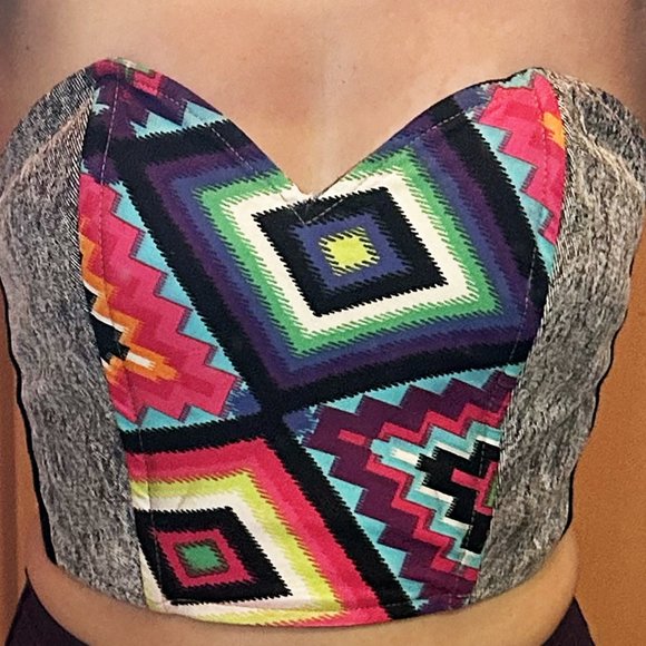 VTG JEMSSE 70's 80's 90's Y2K Boho cropped top semi corset like Size M - Picture 1 of 6